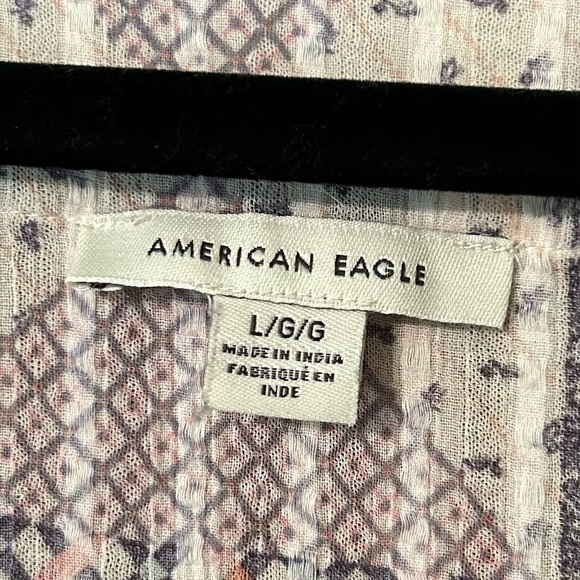 American Eagle Pink Multicolor Patchwork Peplum Babydoll Top Womens Large - Picture 3 of 6